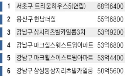 트라움하우스5차, 14년째 전국 최고가…공시가 톱7 순위변동 없어