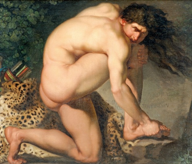 덴마크 화가 니콜라이 아빌로그르(1743~1809)의 ‘상처를 입은 필록테테스’(1775년작, 유화, 123×175.5㎝). 덴마크 코펜하겐 국립미술관 소장. 