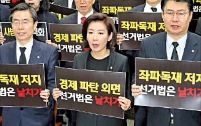 한국당 '패스트트랙 저지' 총력전…'비례대표 폐지' 선거법 개정안 제출