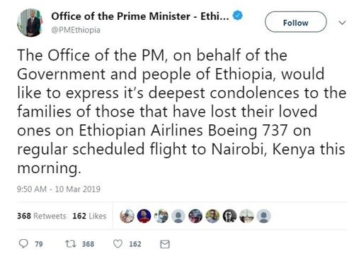 추락 에티오피아 여객기 사망자는 케냐·캐나다 등 30여개 국적