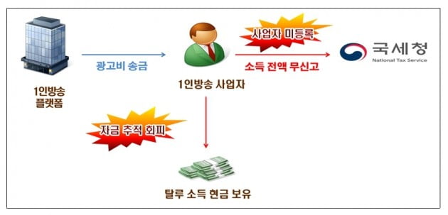 인기 유튜버 B씨, 사업등록하지 않아 탈루