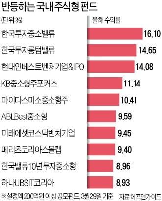 수익률 10% 이상 수두룩…1분기 국내 중소형株 펀드 빛났다