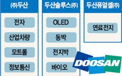 (주)두산, 3개사로 재편…연료전지·소재사업 떼낸다