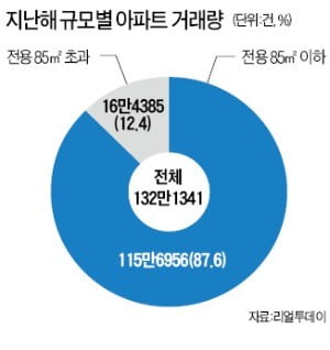 지난해 아파트 거래량 중소형이 87% 차지