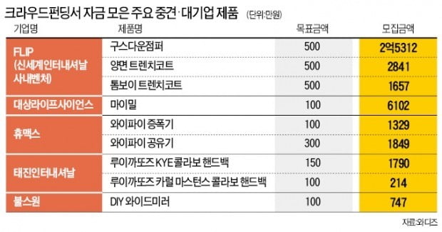 대기업도 크라우드펀딩…"이 제품, 시장에서 먹힐까요?"