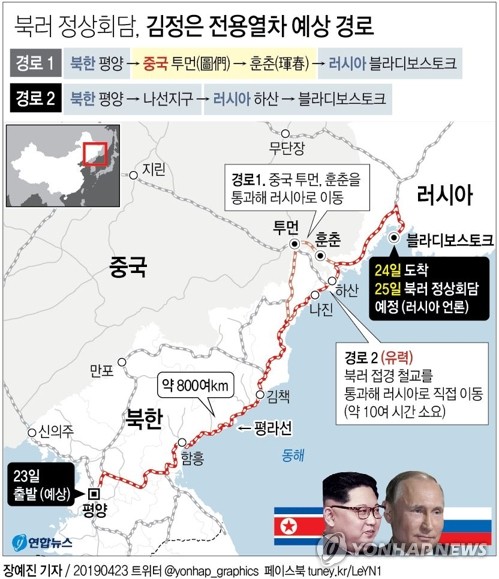 러시아 신문 "김정은-푸틴, 25일 극동연방대서 정상회담"