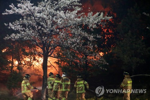 [강원산불 르포] "아파트 바로 앞까지 거센 불길이…무조건 막아야죠"