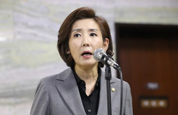 자유한국당 나경원 원내대표가 26일 오전 국회 의안과 앞에서 열린 긴급 의원총회에서 발언하고 있다 (사진=연합뉴스)