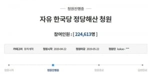 '자유한국당 정당해산 촉구' 靑 국민청원 20만 돌파