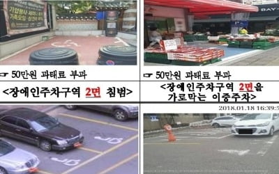 장애인주차구역 '앞' 이중주차…고의성 없으면 과태료 안낸다