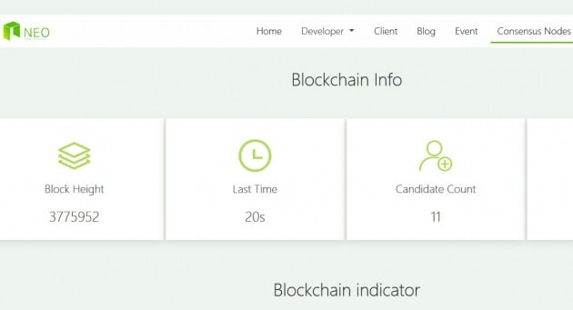 중국 블록체인 네오(NEO) 메인넷에서 블록 생성이 20초 이상 지연되고 있다. 사진=네오 홈페이지