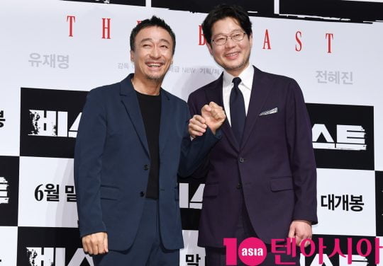 배우 이성민과 유재명이 30일 오전 서울 신사동 압구정 CGV에서 열린 영화 ‘비스트’ 제작보고회에 참석하고 있다.