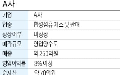 年매출 250억 합성섬유 제조사 매물로