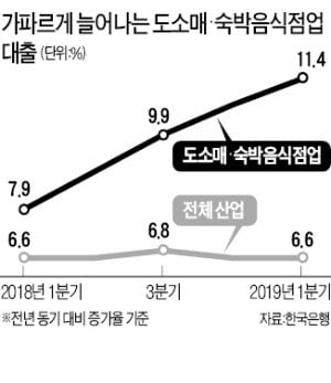 빚내 버티는 도소매·숙박음식점…대출 증가 금융위기 이후 최고