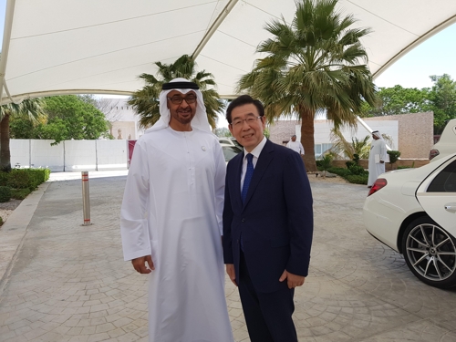 UAE 왕세제 만난 박원순 "석유 이후 시대 준비하는 리더십"