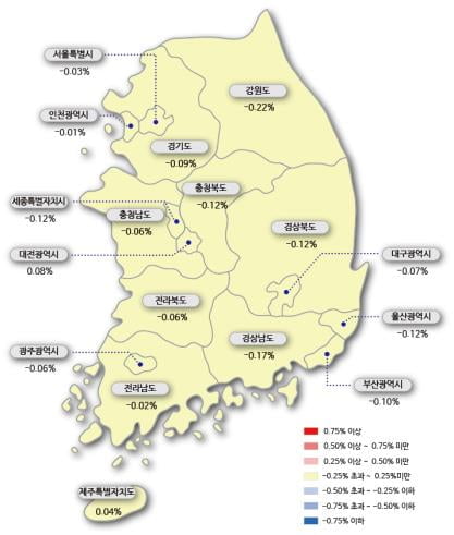 급매물 빠진 강남구 한달만에 보합…서울 전체는 29주째 하락