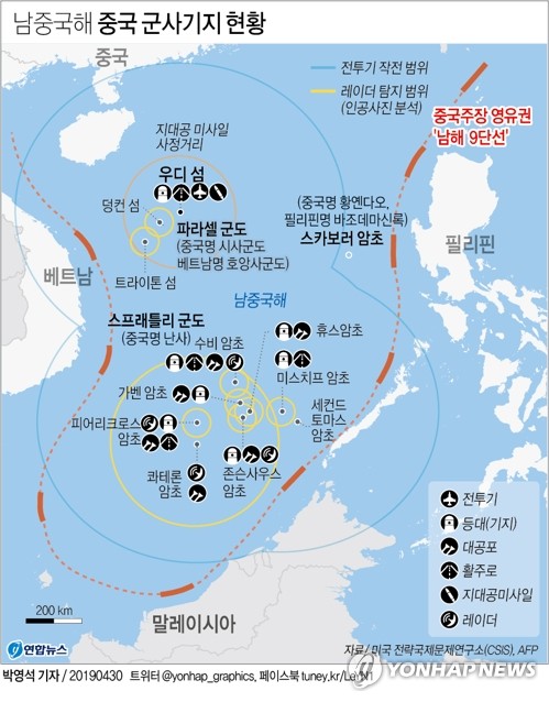 미국 상원의원들, '남·동중국해 불법행위 제재법안' 발의