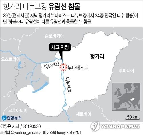 외교부 "헝가리 사고 한국인 7명 사망·7명 구조·19명 실종"