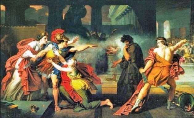 조반니 실바니의 ‘폴리네이케스와 에테오클레스: 저주받는 오이디푸스의 아들들’(1800년, 유화).