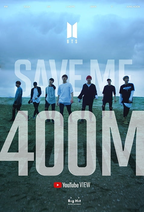 방탄소년단, ‘Save ME’ 뮤직비디오 4억뷰 돌파…통산 8번째 韓 가수 최다 기록 자체 경신