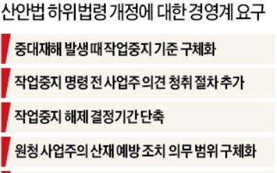 경영계 "모호한 작업중지 명령 기준 구체화해야…공장 멈췄다가 수천억 손실 날 수도"