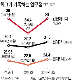 강남 쏠리는 '갈아타기' 수요…'종착지' 압구정 아파트값 잇따라 최고가