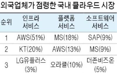 외국 클라우드社, 국내 점유율 67%