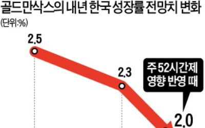 골드만삭스 "주 52시간 영향…韓 내년 성장률 0.3%P 하향 조정"