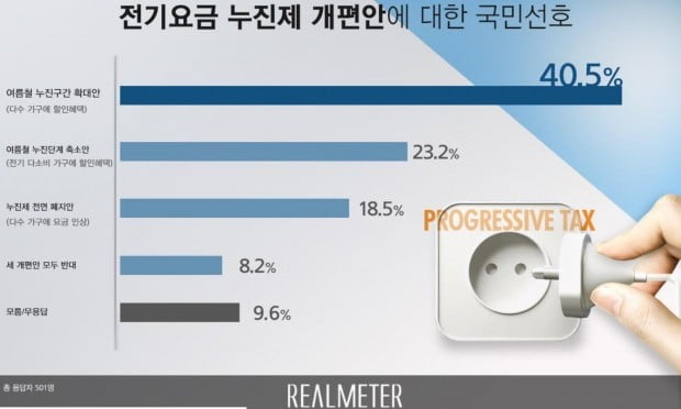 리얼미터가 공개한 전기요금 개편안 설문조사 결과./ 사진=리얼미터 홈페이지 캡처