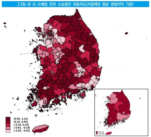 "전국 도소매업·숙박음식업 최고 과밀 지역은 강원"