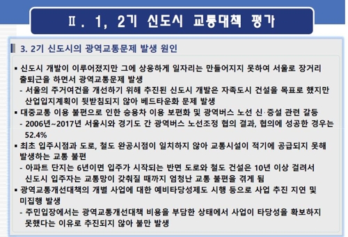 "1·2기 신도시, 베드타운化에 도로·철도 건설 늦어져 교통난"