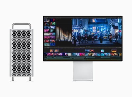 애플의 고사양 PC '맥 프로'(왼쪽)와 모니터 '프로 디스플레이 SDR' . 사진=애플 제공