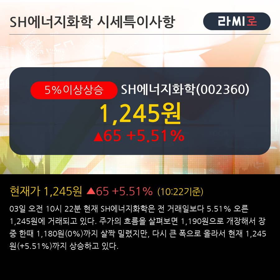 'SH에너지화학' 5% 이상 상승, 최근 5일간 기관 대량 순매수