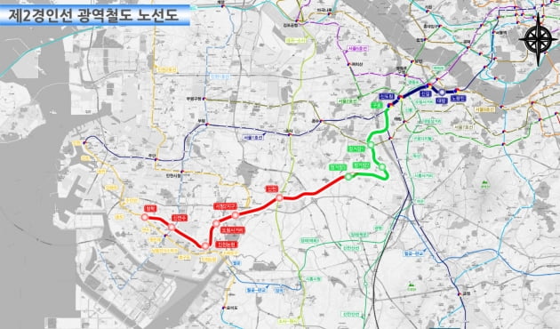 제2경인선 광역철도 예상 노선도. 인천시 제공
