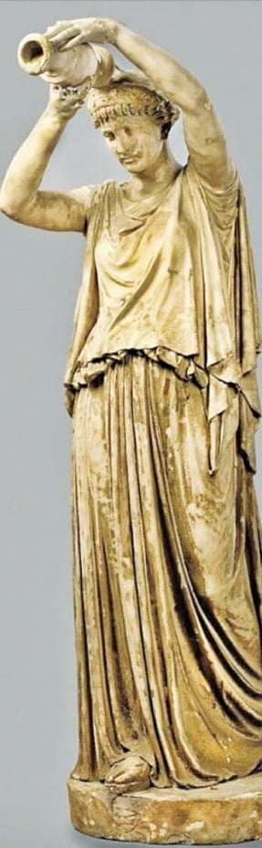 미국 조각가 윌리엄 헨리 라인하트 (1825~1874)의 1870년작 ‘폴리네이케스의 시체에 헌주하는 안티고네’(대리석, 178.4×61×100.3㎝). 미국 워싱턴DC 스미스소니언미술관 소장.