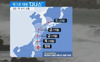 태풍 '다나스' 예상경로, 중국서 남해안으로 변경 '19일부터 직접 영향권'