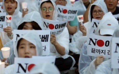 "NO 아베"…日 보복 행위 규탄·아베 사죄 촉구 목소리, 광화문에 촛불 피웠다