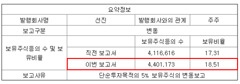 선진 주식등의 대량보유상황보고서