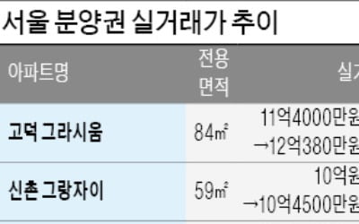 재건축 막히자 새 아파트 '주목'…분양권 활기…최고가 단지 속출