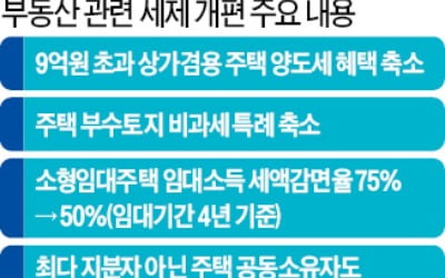 소형임대 稅감면 75→50%…9억 넘는 상가주택 양도세 부담↑