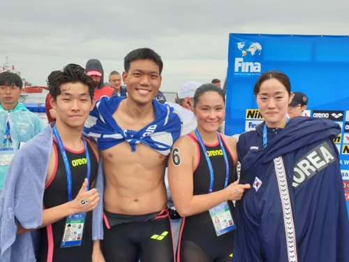 -광주세계수영- 걸음마 뗀 한국 오픈워터, 팀 릴레이 18위로 마무리