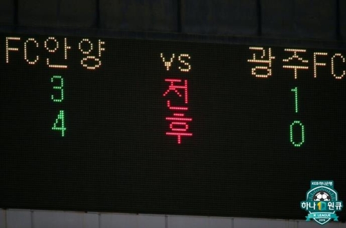 프로축구2부 광주, 안양에 1-7 완패…'개막 무패 마감'