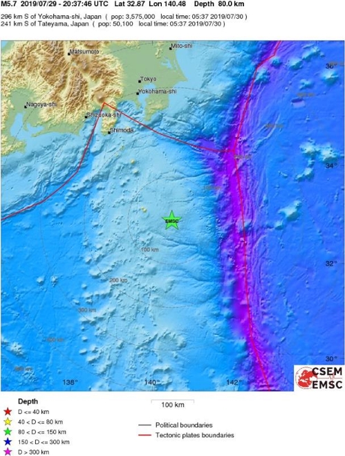 일본 도쿄 남쪽 바다서 규모 6.0 지진