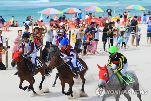 [#꿀잼여행] 제주권: 하얗게 부서지는 파도 따라 힘차게…제주마 해변 경주