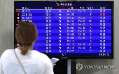 태풍 다나스 영향으로 제주공항 지연속출…"운항여부 확인해야"