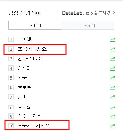 조국 힘내세요 vs 조국 사퇴하세요 /사진=네이버 