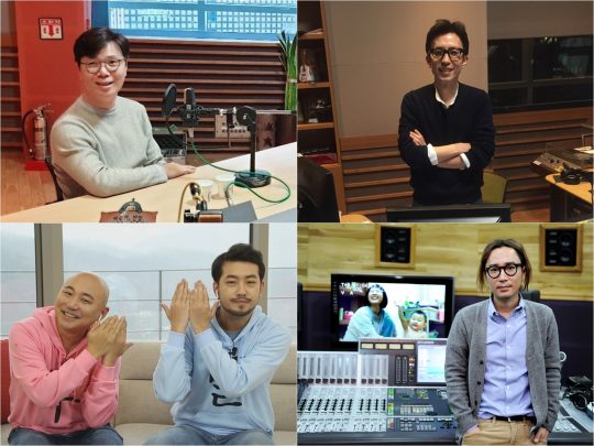 ‘배철수의 음악캠프’ 스페셜 DJ를 맡은 김영하 작가(왼쪽 위부터 차례로), 가수 유희열, 주호민·이말년 웹툰 작가, 가수 정재형. /사진제공=MBC