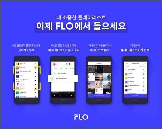 FLO ‘캡쳐 이미지로 플레이리스트 만들기’ 서비스 화면./ 사진제공=플로