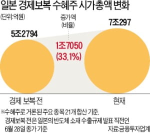 日 수출규제 수혜株, 시총 한달 새 2兆 늘었다