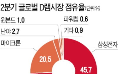 반도체 '초격차' 벌리는 삼성전자…D램 점유율 6분기 만에 최고